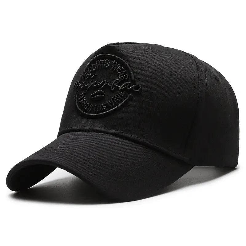 Men's Black Cotton Baseball Cap with Logo - Image 2