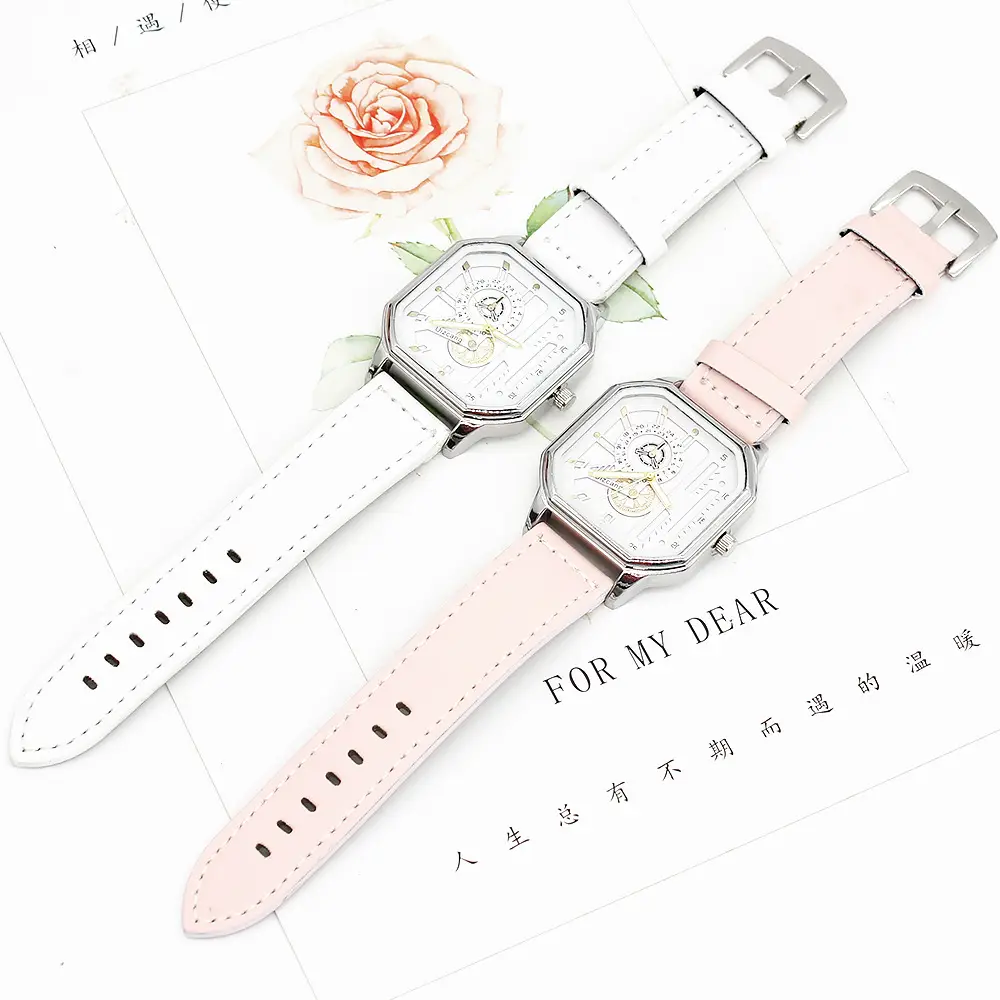 Women's Pink Quartz Watch with Leather Band — feature 8