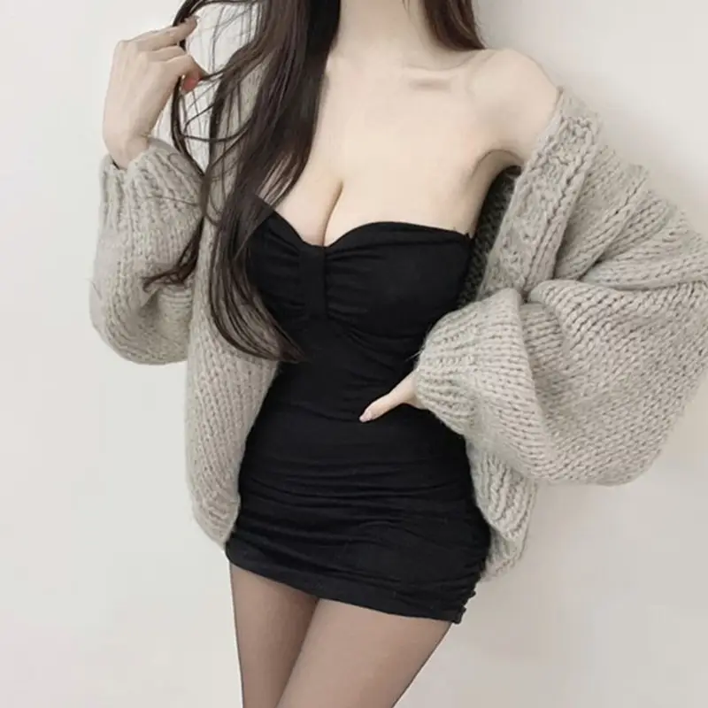 Pink Slim Fit Chest Strapless Dress for Women - Image 9