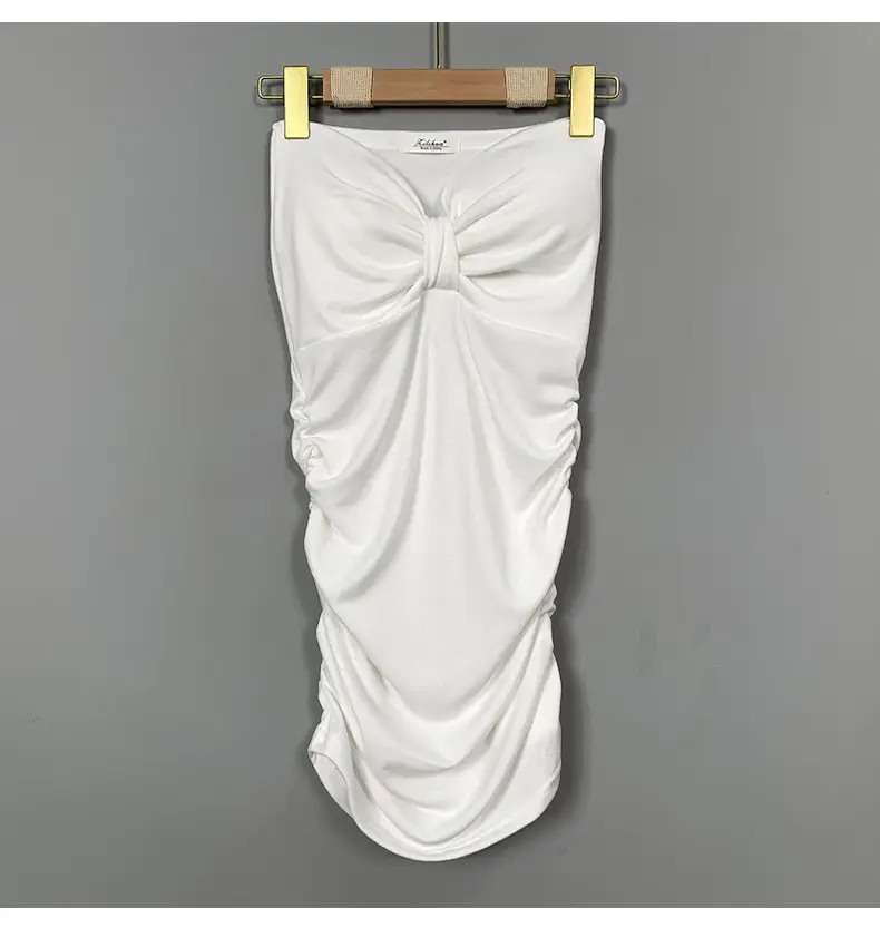 Pink Slim Fit Chest Strapless Dress for Women — feature 15