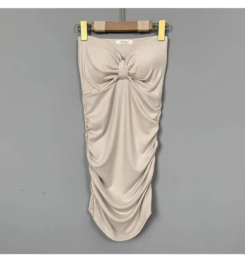 Pink Slim Fit Chest Strapless Dress for Women — feature 17