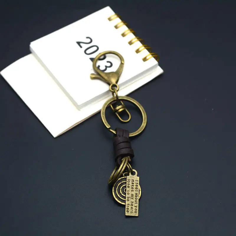Manufacturer's Handmade Vintage Leather Woven Keychain Accessories Lobster Clasp Versatile Leather Cord Semi-Finished DIY Pendant Office, culture — feature 10