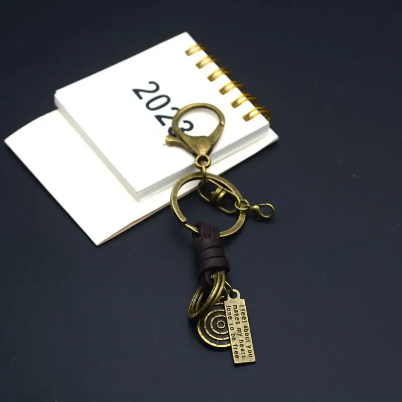Manufacturer's Handmade Vintage Leather Woven Keychain Accessories Lobster Clasp Versatile Leather Cord Semi-Finished DIY Pendant Office, culture — feature 9