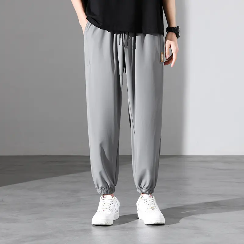 Men Ice Silk Pants Black Plus Size 2023 - Image 5