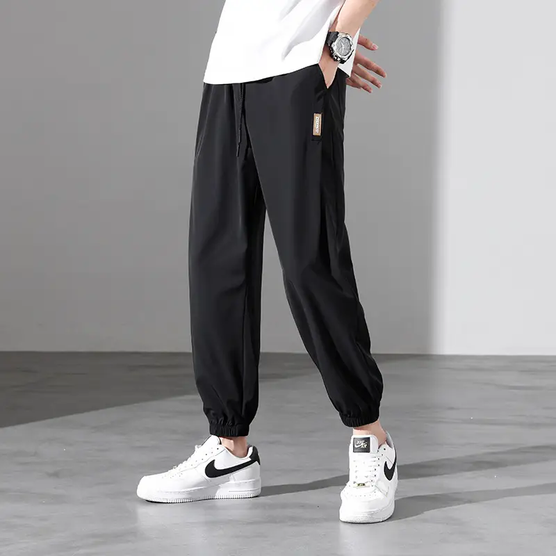 Men Ice Silk Pants Black Plus Size 2023 - Image 7