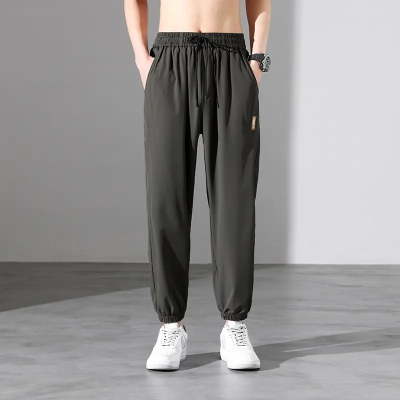 Men Ice Silk Pants Black Plus Size 2023 - Image 3
