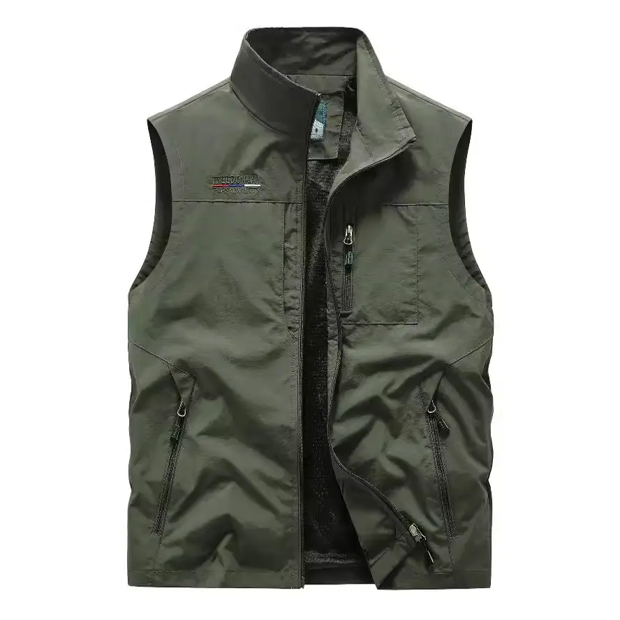 Men's Grey Puffer Vest with 5 Pockets - Image 8