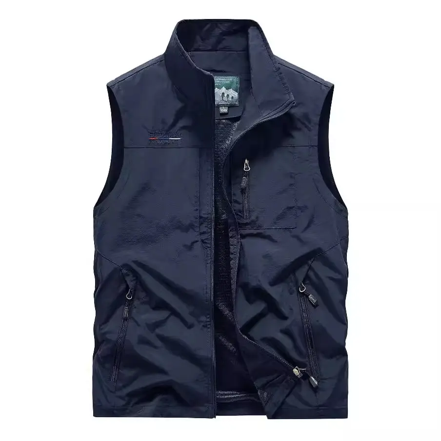 Men's Grey Puffer Vest with 5 Pockets - Image 10