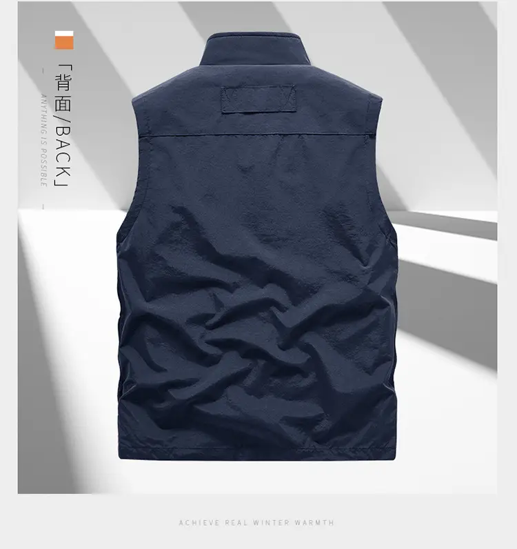 Men's Grey Puffer Vest with 5 Pockets — feature 10