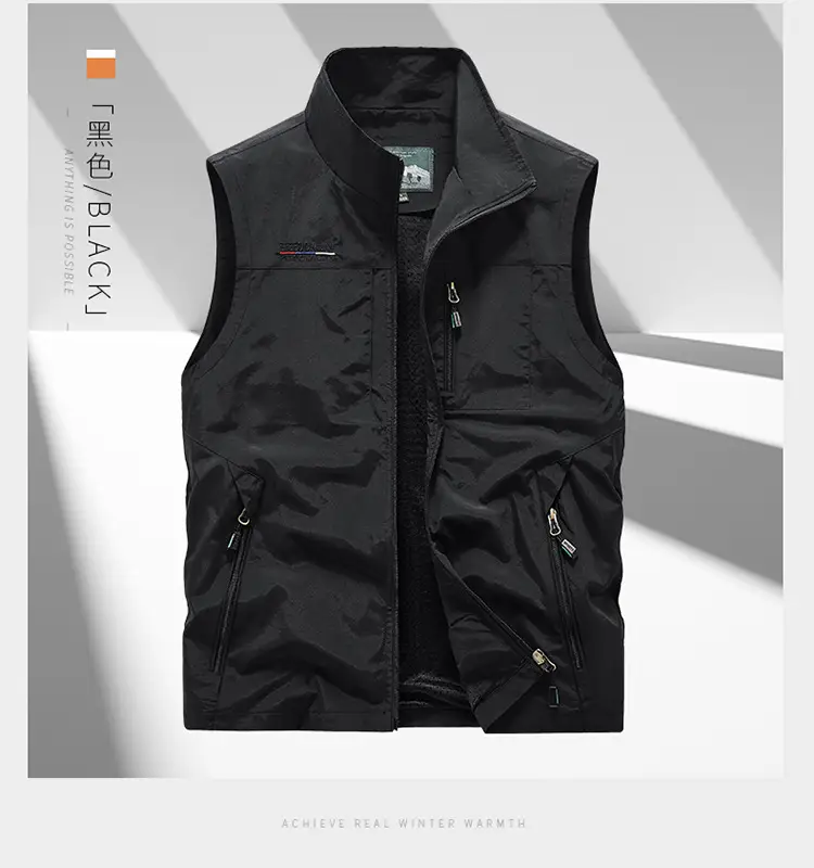 Men's Grey Puffer Vest with 5 Pockets — feature 14
