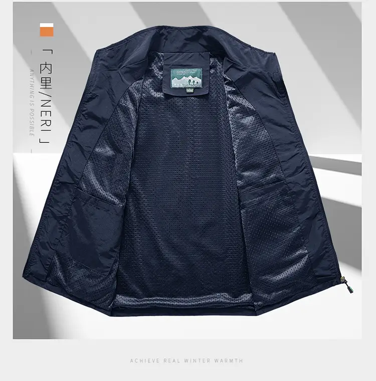 Men's Grey Puffer Vest with 5 Pockets — feature 9