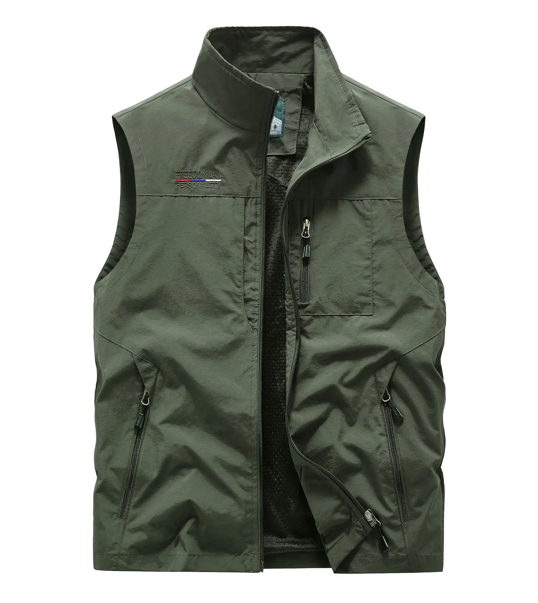 Men's Grey Puffer Vest with 5 Pockets - Image 2