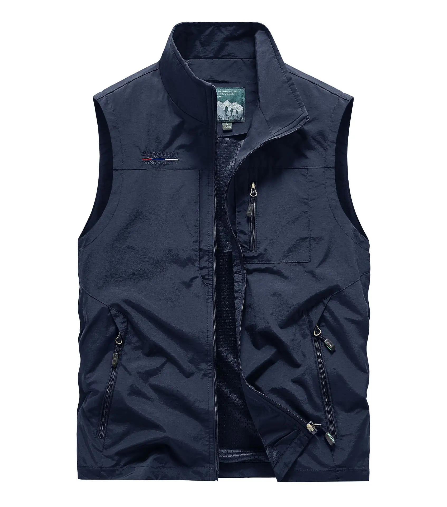 Men's Grey Puffer Vest with 5 Pockets - Image 3