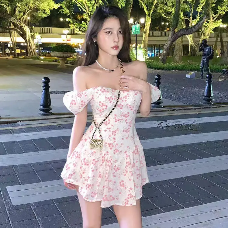 French Style Puff Sleeve Floral Dress Women Summer - Image 6