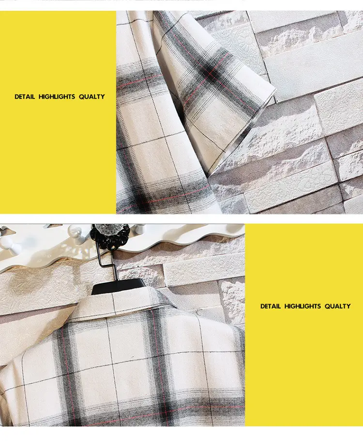 2023 Men's Black Plaid Short Sleeve Shirt — feature 19