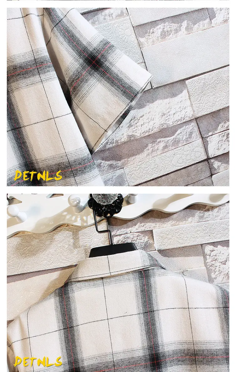 2023 Men's Black Plaid Short Sleeve Shirt — feature 24