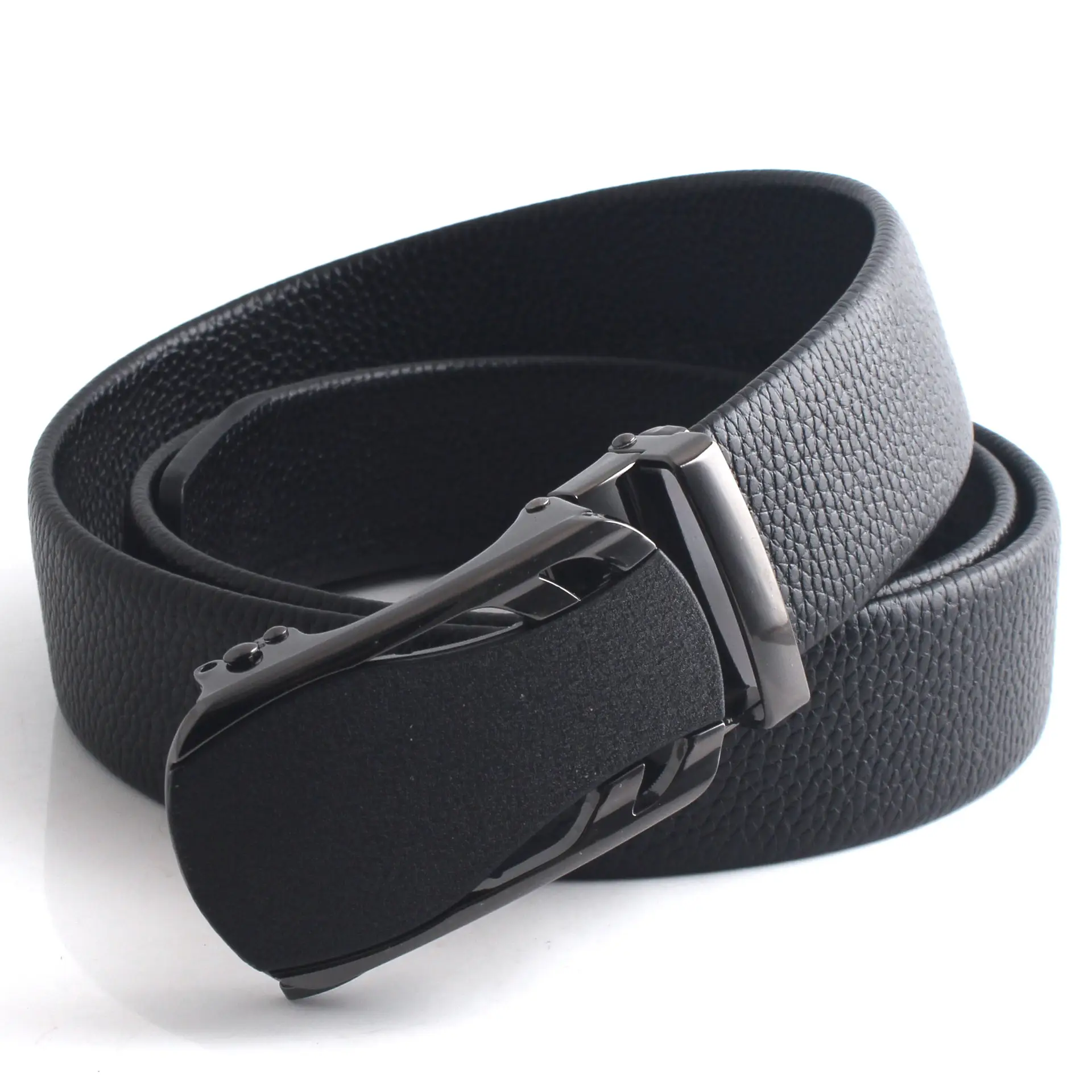 Men's Black Leather Belt with Gold Buckle — feature 12