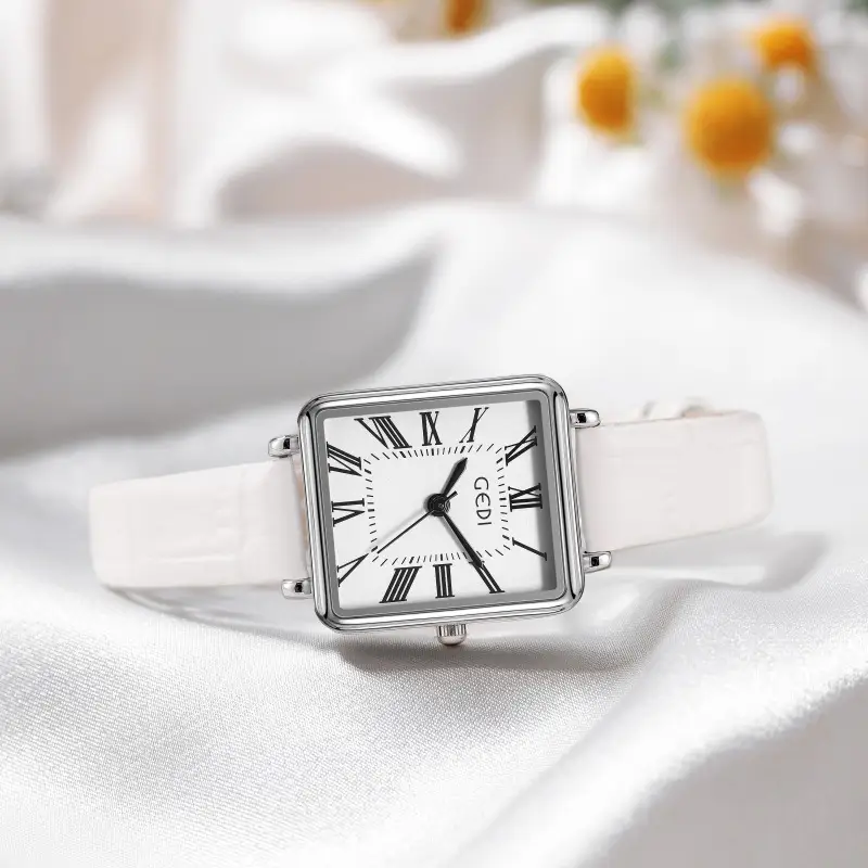 Women's Gold Retro Roman Scale Square Watch with Waterproof Quartz Belt - Image 9