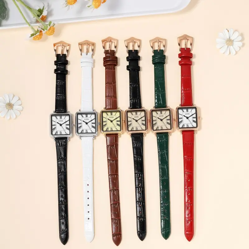 Women's Gold Retro Roman Scale Square Watch with Waterproof Quartz Belt - Image 10