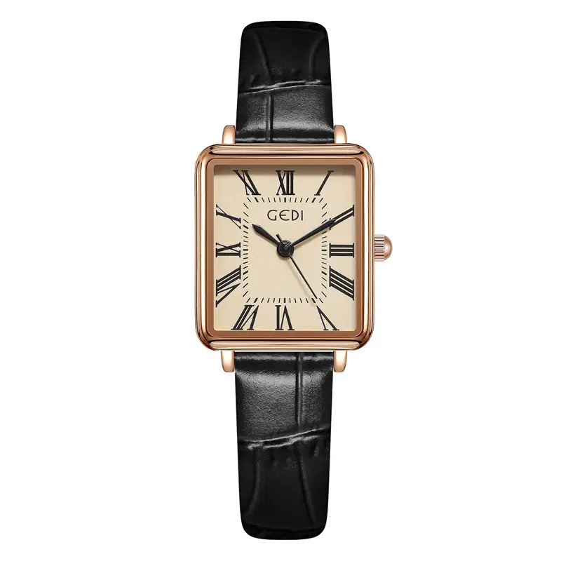 Women's Gold Retro Roman Scale Square Watch with Waterproof Quartz Belt - Image 2