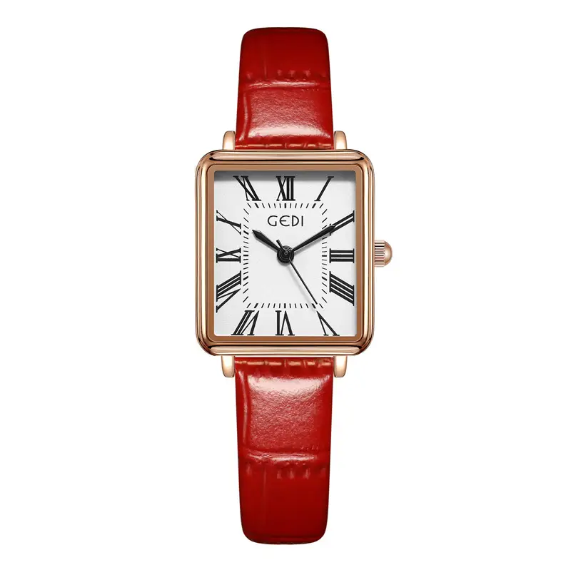 Women's Gold Retro Roman Scale Square Watch with Waterproof Quartz Belt - Image 5