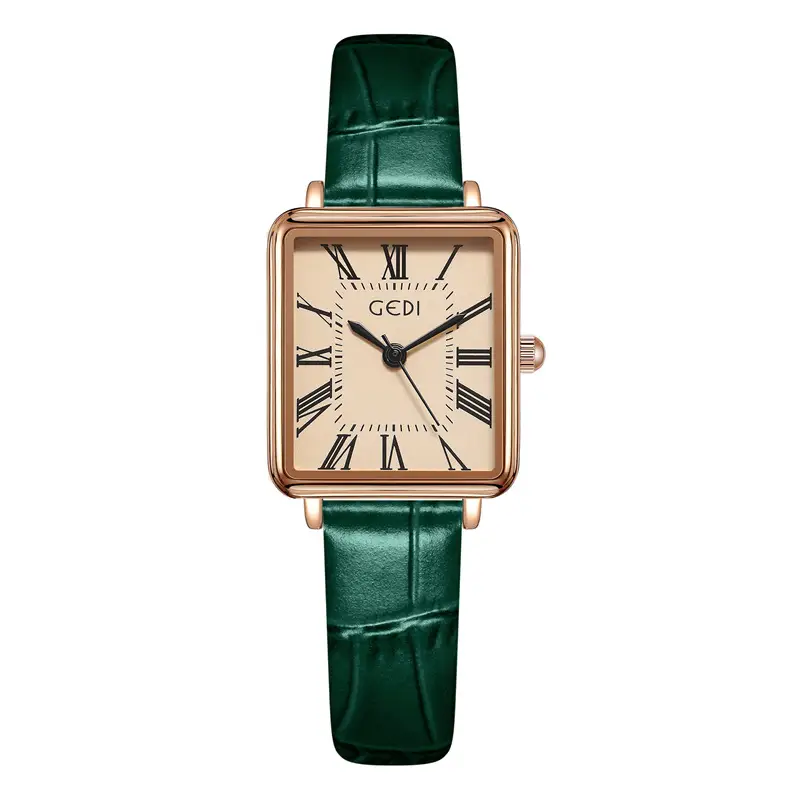 Women's Gold Retro Roman Scale Square Watch with Waterproof Quartz Belt - Image 6