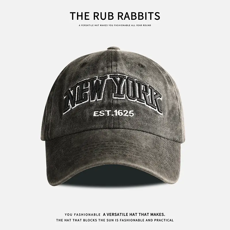 New York Letter Embroidered Distressed Cap for Men - Image 8