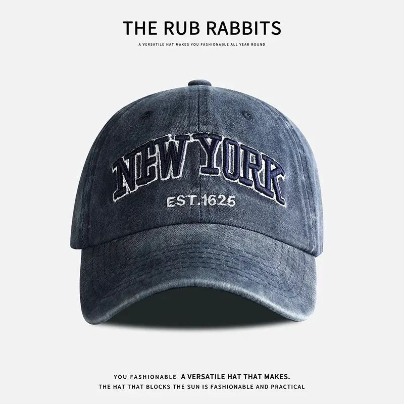 New York Letter Embroidered Distressed Cap for Men - Image 9