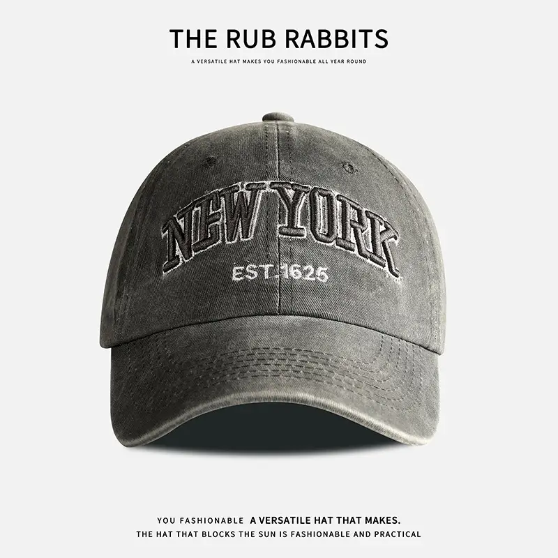 New York Letter Embroidered Distressed Cap for Men — feature 5