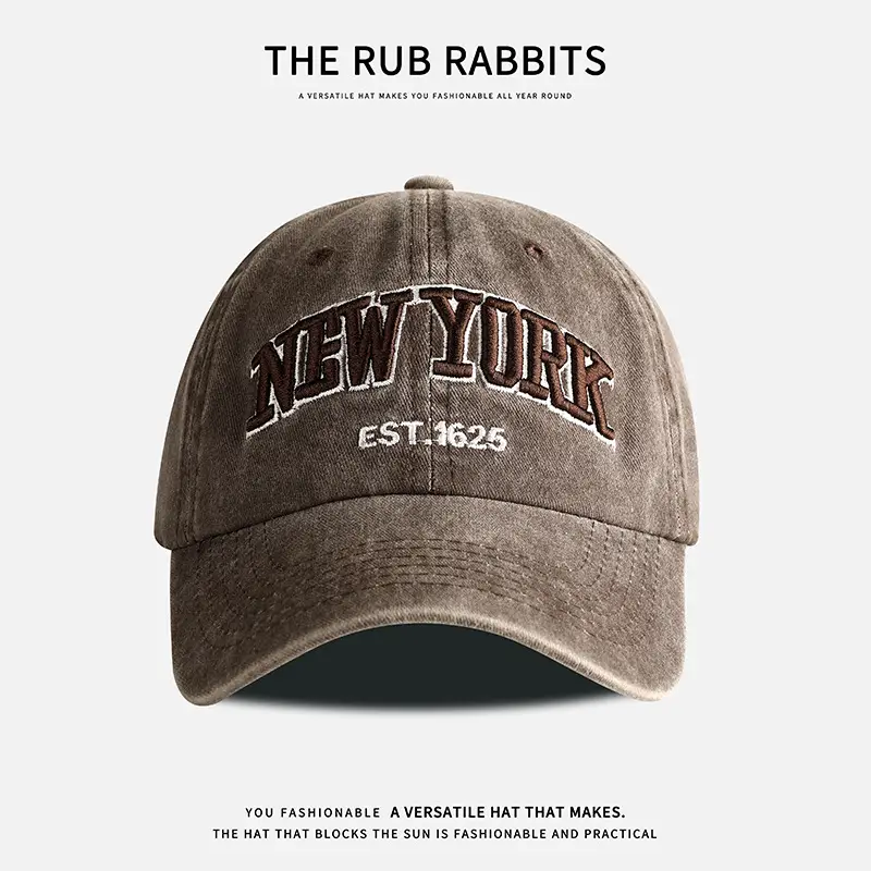 New York Letter Embroidered Distressed Cap for Men - Image 5