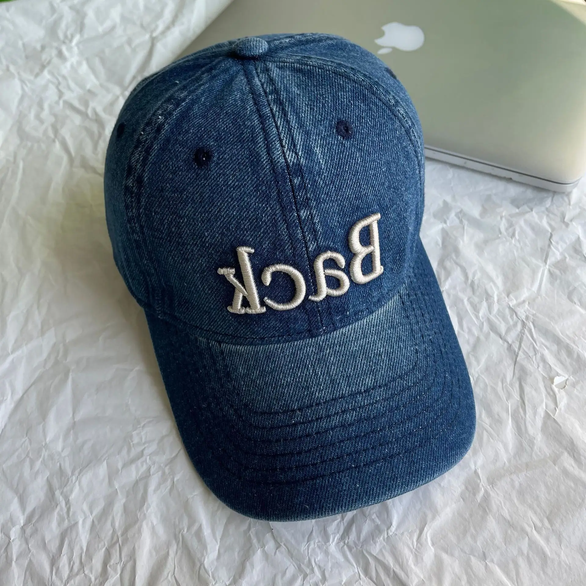 Women's Cowboy Brim Sunshade Cap with Old English Letter - Image 2