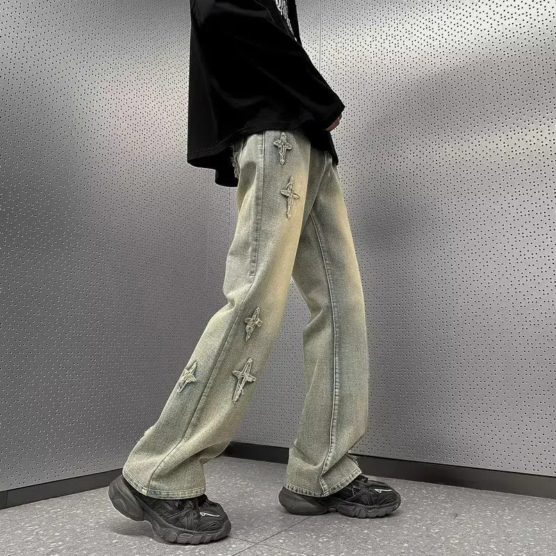 Men's Yellow Mud Oversize Wide Leg Jeans - Image 6
