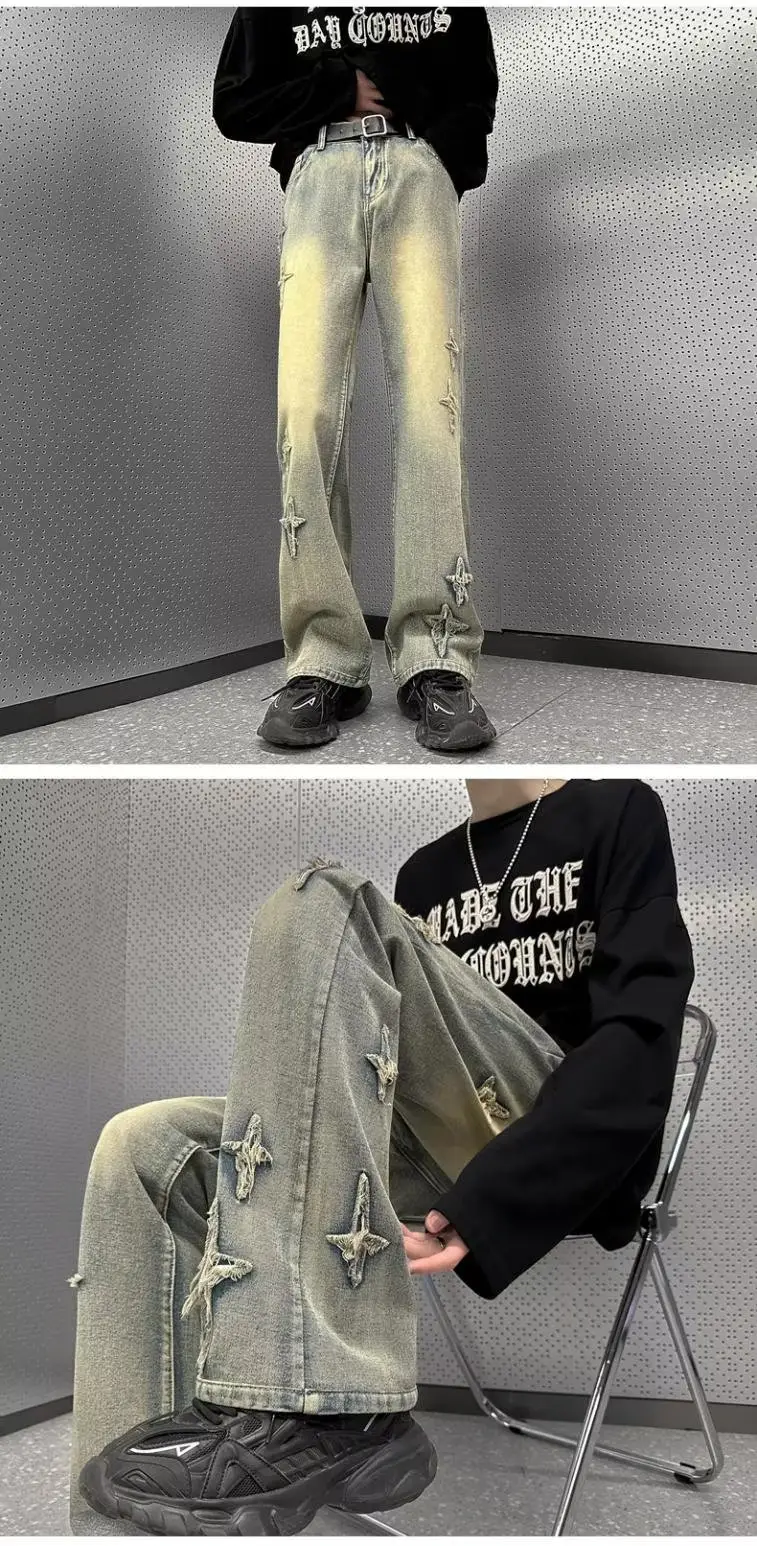 Men's Yellow Mud Oversize Wide Leg Jeans — feature 6