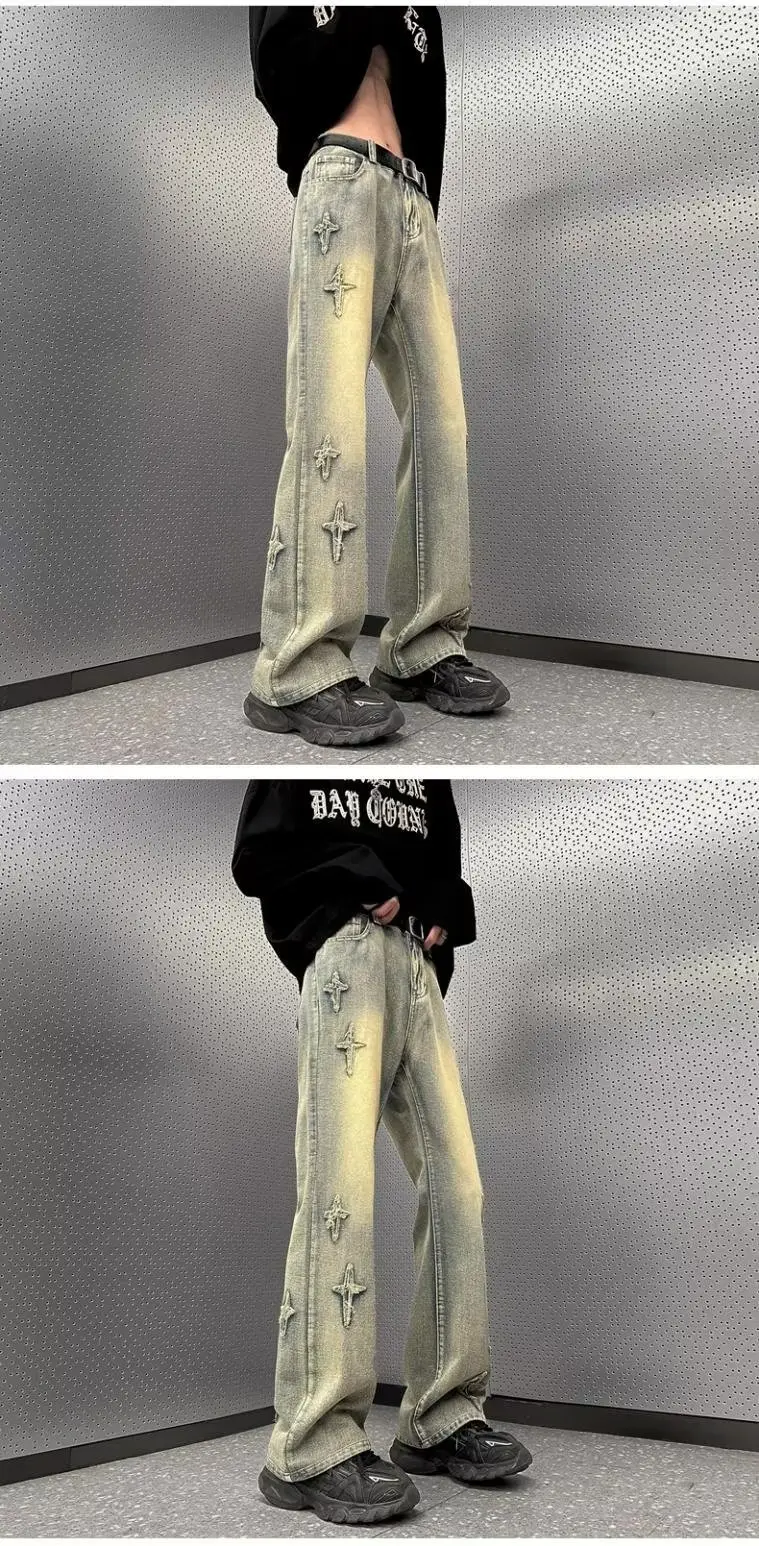 Men's Yellow Mud Oversize Wide Leg Jeans — feature 8