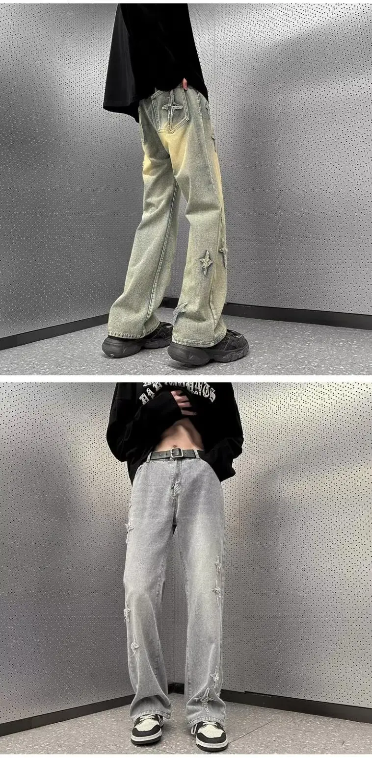 Men's Yellow Mud Oversize Wide Leg Jeans — feature 9