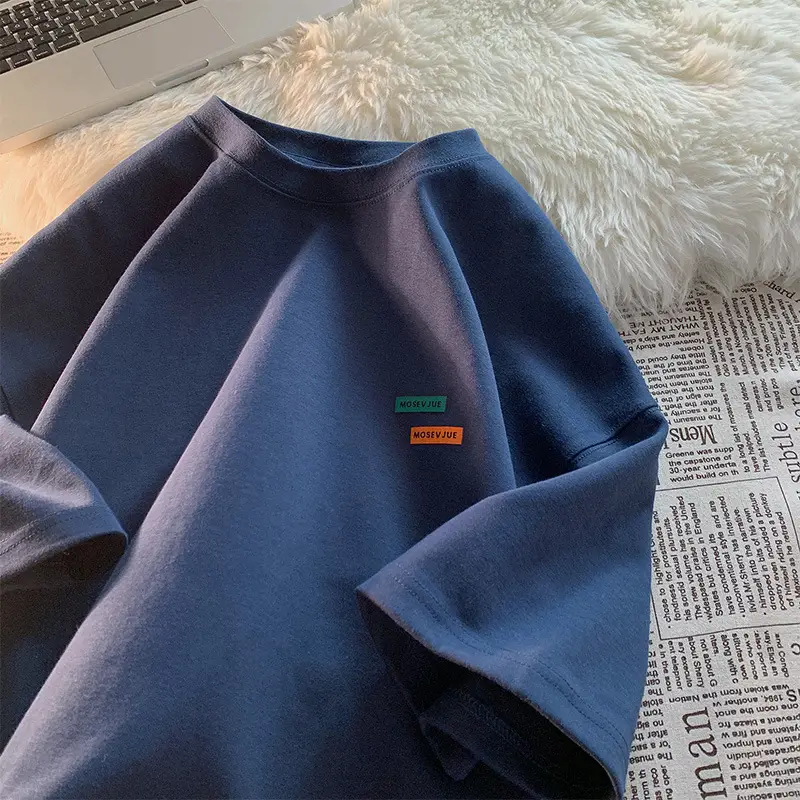 Men's American Style Oversize T-Shirt Teal Cotton - Image 5