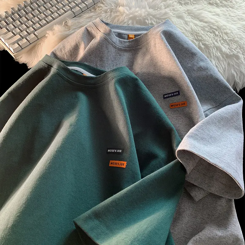 Men's American Style Oversize T-Shirt Teal Cotton - Image 6