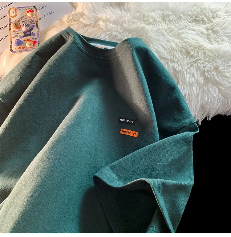 Men's American Style Oversize T-Shirt Teal Cotton — feature 10