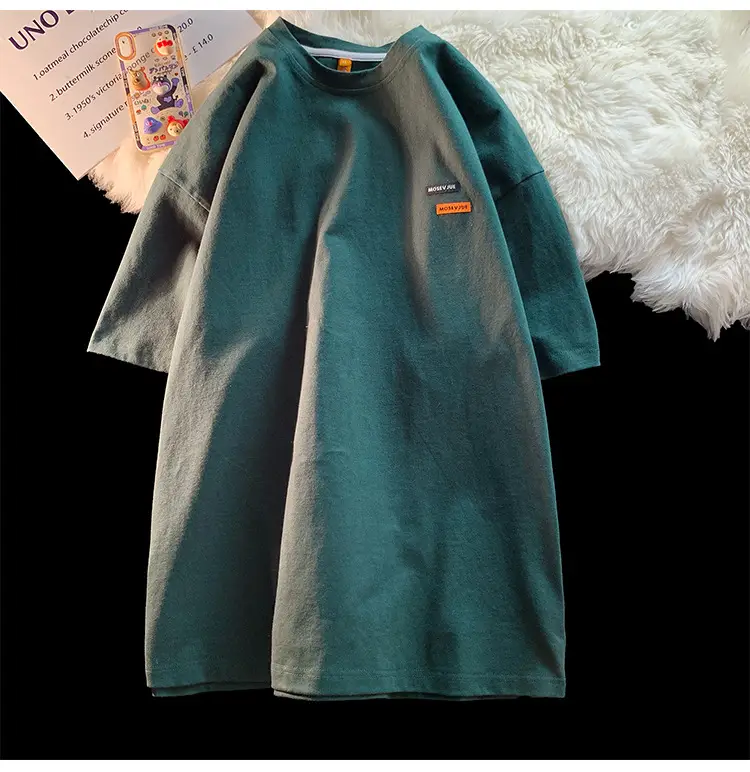 Men's American Style Oversize T-Shirt Teal Cotton — feature 11