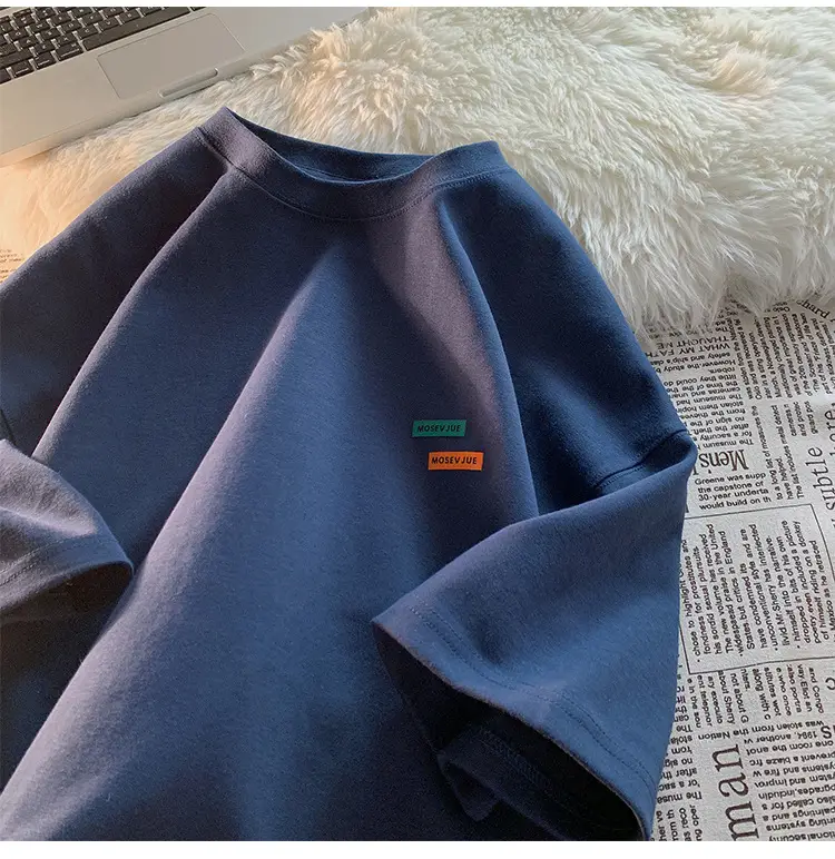 Men's American Style Oversize T-Shirt Teal Cotton — feature 13