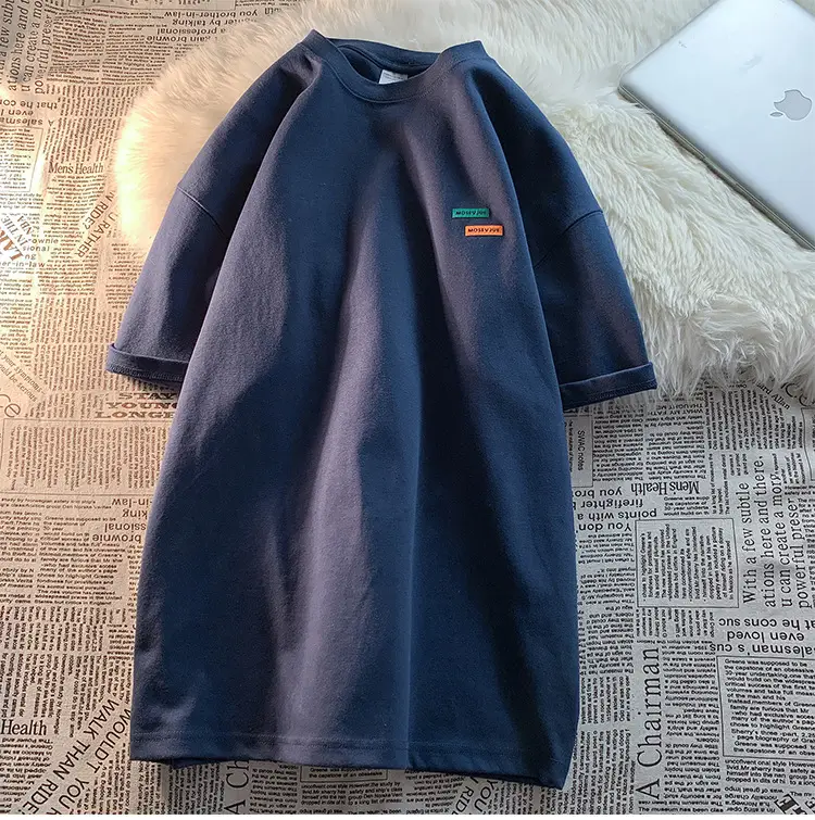 Men's American Style Oversize T-Shirt Teal Cotton — feature 14