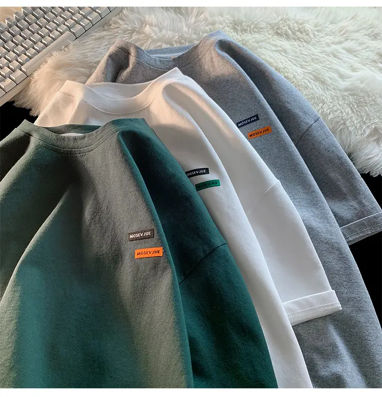 Men's American Style Oversize T-Shirt Teal Cotton — feature 9