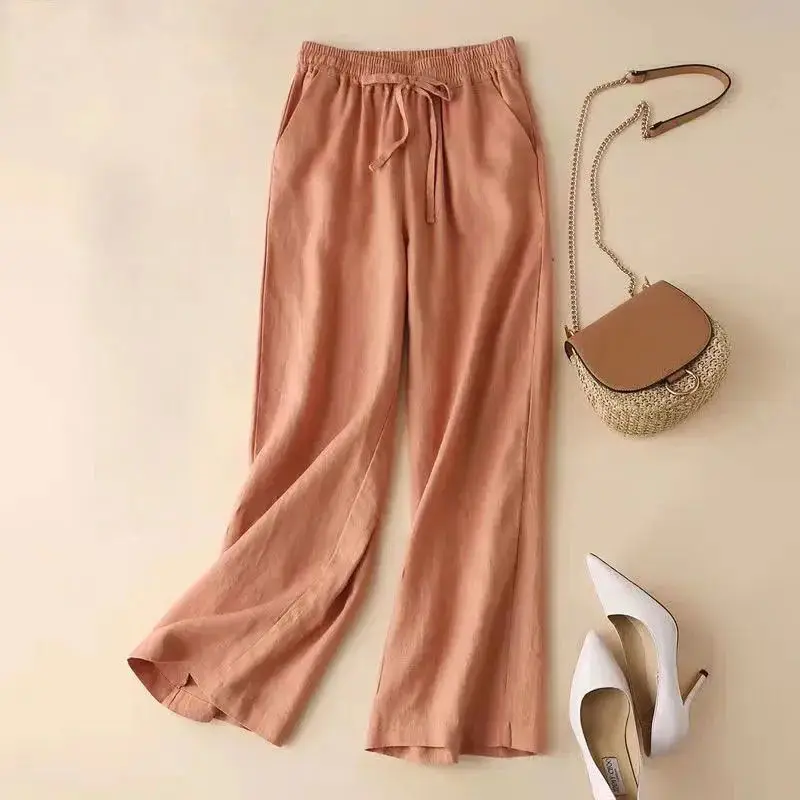 Women's 2023 Summer Linen Wide Leg Ankle Pants - Image 2