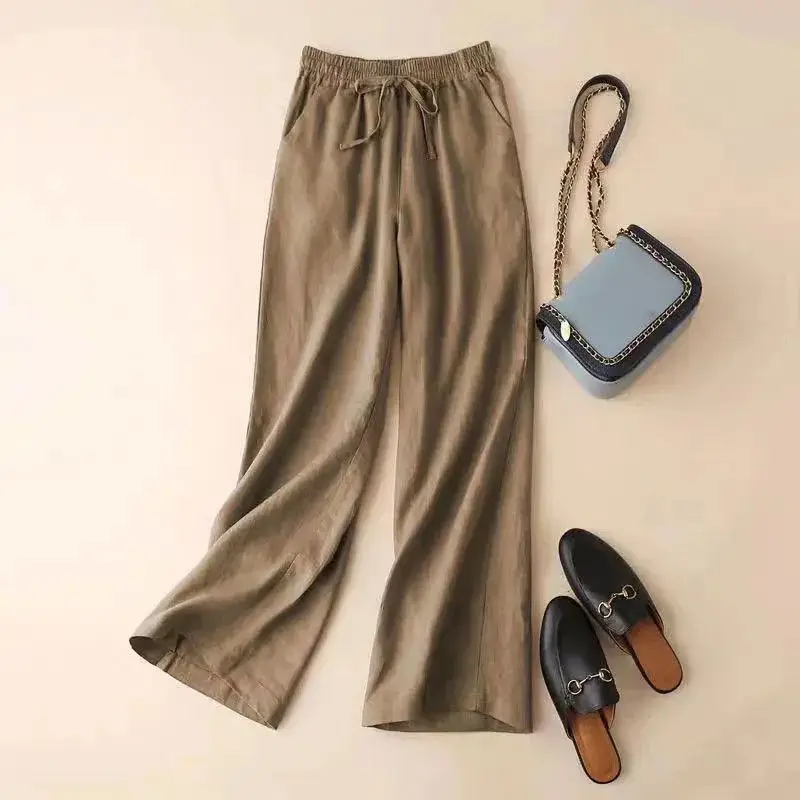 Women's 2023 Summer Linen Wide Leg Ankle Pants - Image 4