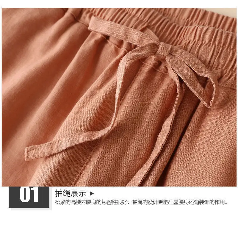 Women's 2023 Summer Linen Wide Leg Ankle Pants — feature 10