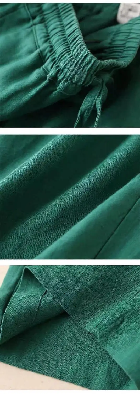 Women's 2023 Summer Linen Wide Leg Ankle Pants — feature 13