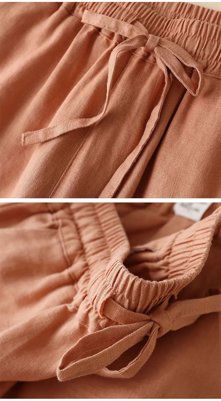 Women's 2023 Summer Linen Wide Leg Ankle Pants — feature 14