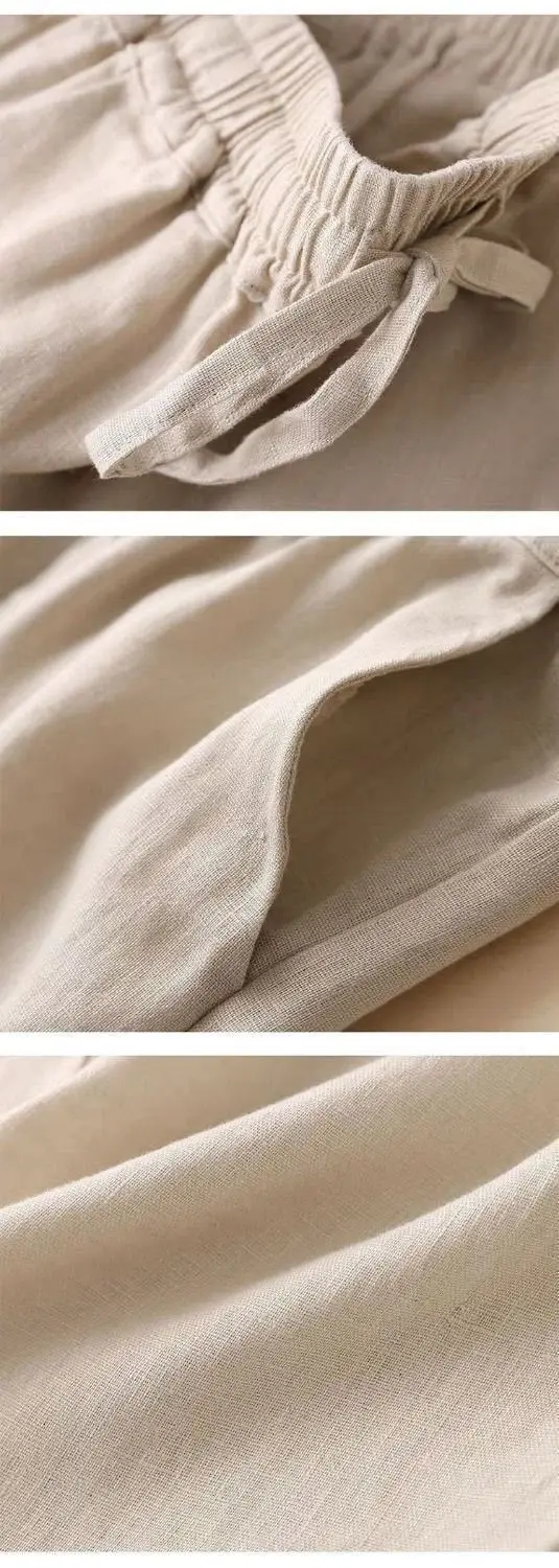 Women's 2023 Summer Linen Wide Leg Ankle Pants — feature 17