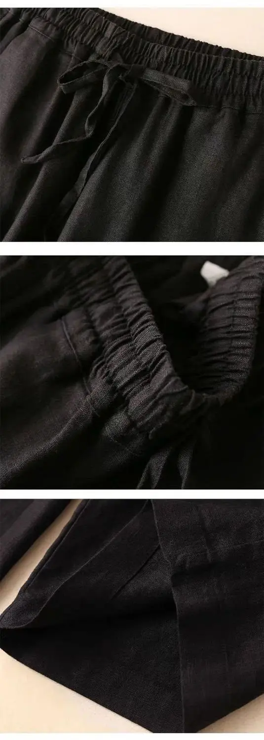 Women's 2023 Summer Linen Wide Leg Ankle Pants — feature 19