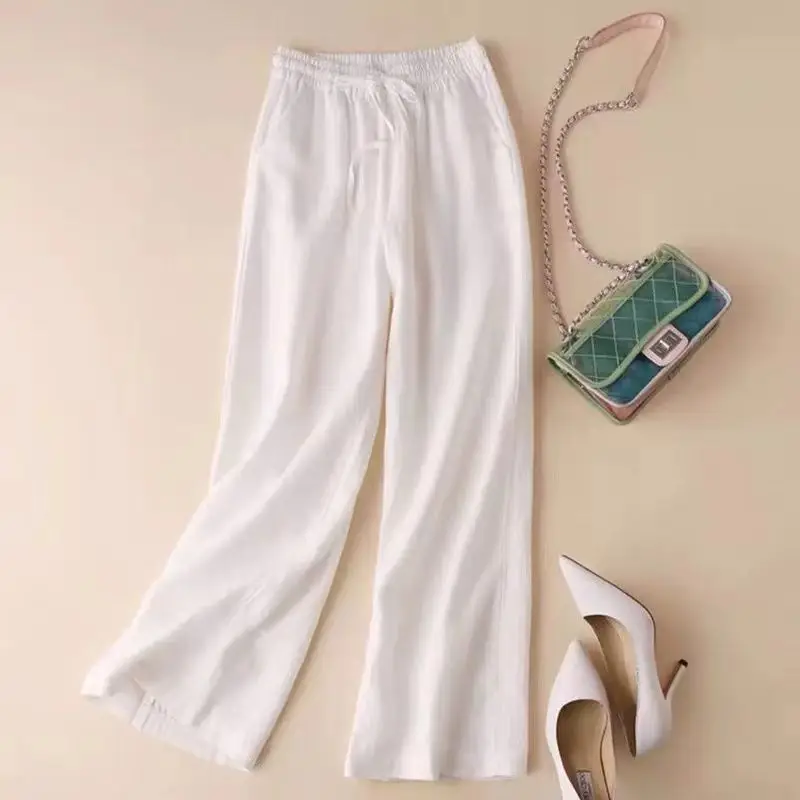 Women's 2023 Summer Linen Wide Leg Ankle Pants — feature 6